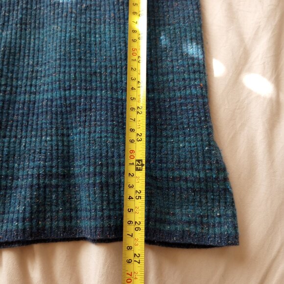 Free People Boho Y2K Henley Bodycon Top Wool Cotton Silk Bella Swan Blue Speckle - Picture 5 of 7